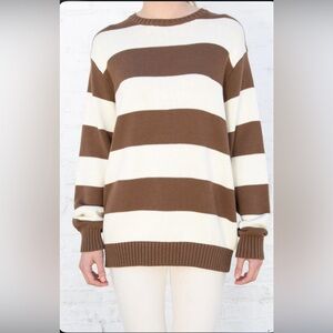 Brianna Cotton Thick Stripe Sweater Brown and White stripes Brandy Melville